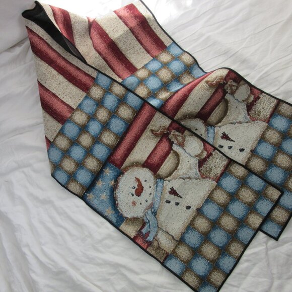 Mary Ann June Patriotic Christmas Snowmen 4 Placemats and 1 Table Runner - Picture 4 of 7